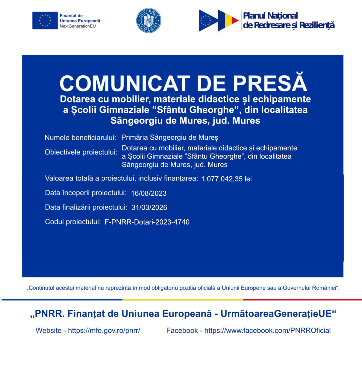 SAJTÓKÖZLEMÉNY- Újabb európai projekt valósult meg a marosszentgyörgyi „Szent György” Általános Iskolában